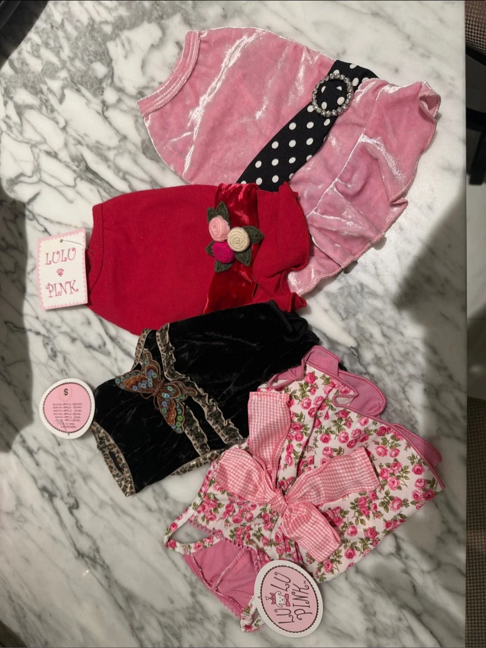 Lot of 4 Small Dog Dresses for dogs 6-10 lbs